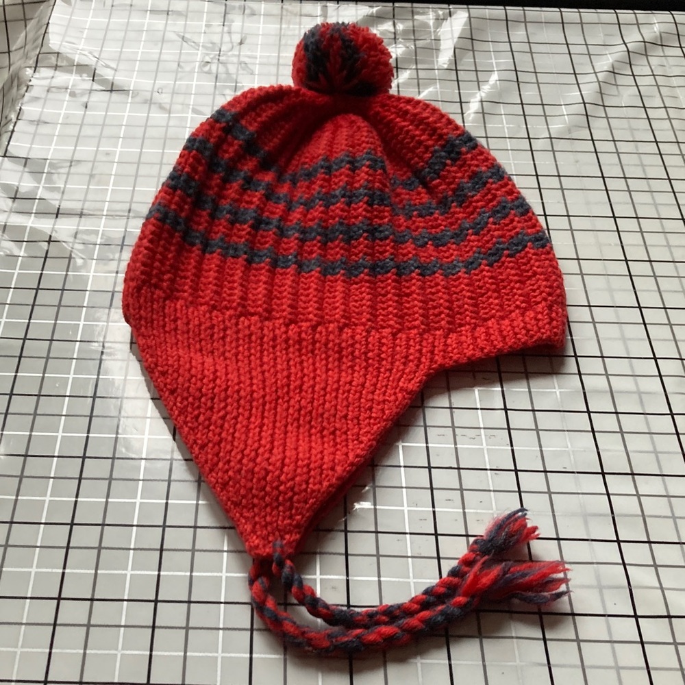 Artisan Red and Gray Striped Kids Hat